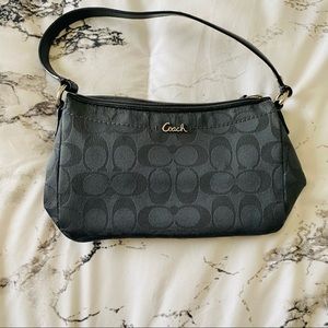 Coach Signature Grey Canvas Shoulder Bag Purse